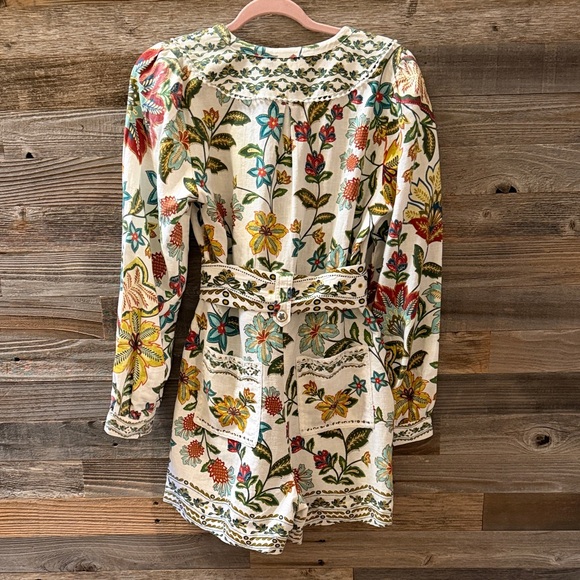 Farm Rio Botanical Off White Long Sleeve Romper Size Small NWT - Picture 8 of 16